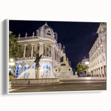 Vintage poster art of an Ecuadorian landscape on a framed canvas, featuring vibrant colors ideal for living room decor.