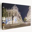 Side view of a stretched canvas depicting a scenic Ecuador landscape in muted earth tones, ideal for kitchen wall art.