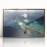 Framed acrylic print of a South American landscape in mid-century modernist style, featuring earth tones.