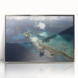 Mid-century modernist art depicting a serene Venezuelan landscape in muted earth tones, framed in silver acrylic.