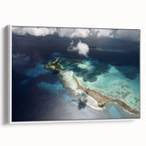 Vintage poster art of a Venezuelan landscape in vibrant colors on a framed canvas, ideal for living room decor.