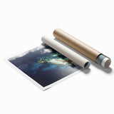 Extra large rolled print of a floral scene in vibrant colors, ideal for classy bathroom wall art.