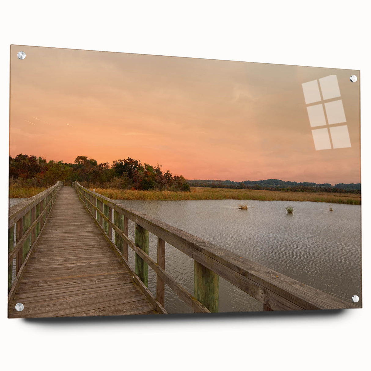 Acrylic print of a large abstract depiction of the Alabama landscape in muted earth tones, ideal for dining room decor.