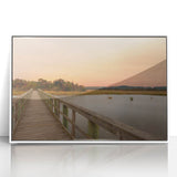 Art deco poster of Alabama scenery in muted pastels, white acrylic frame, suitable for modern nursery wall decor.