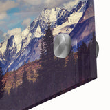 Large abstract depiction of Denali, Alaska in muted earth tones on acrylic glass, suitable for dining room art.