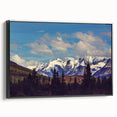 Black and white framed canvas of Denali, Alaska landscape, ideal for bedroom wall decor.