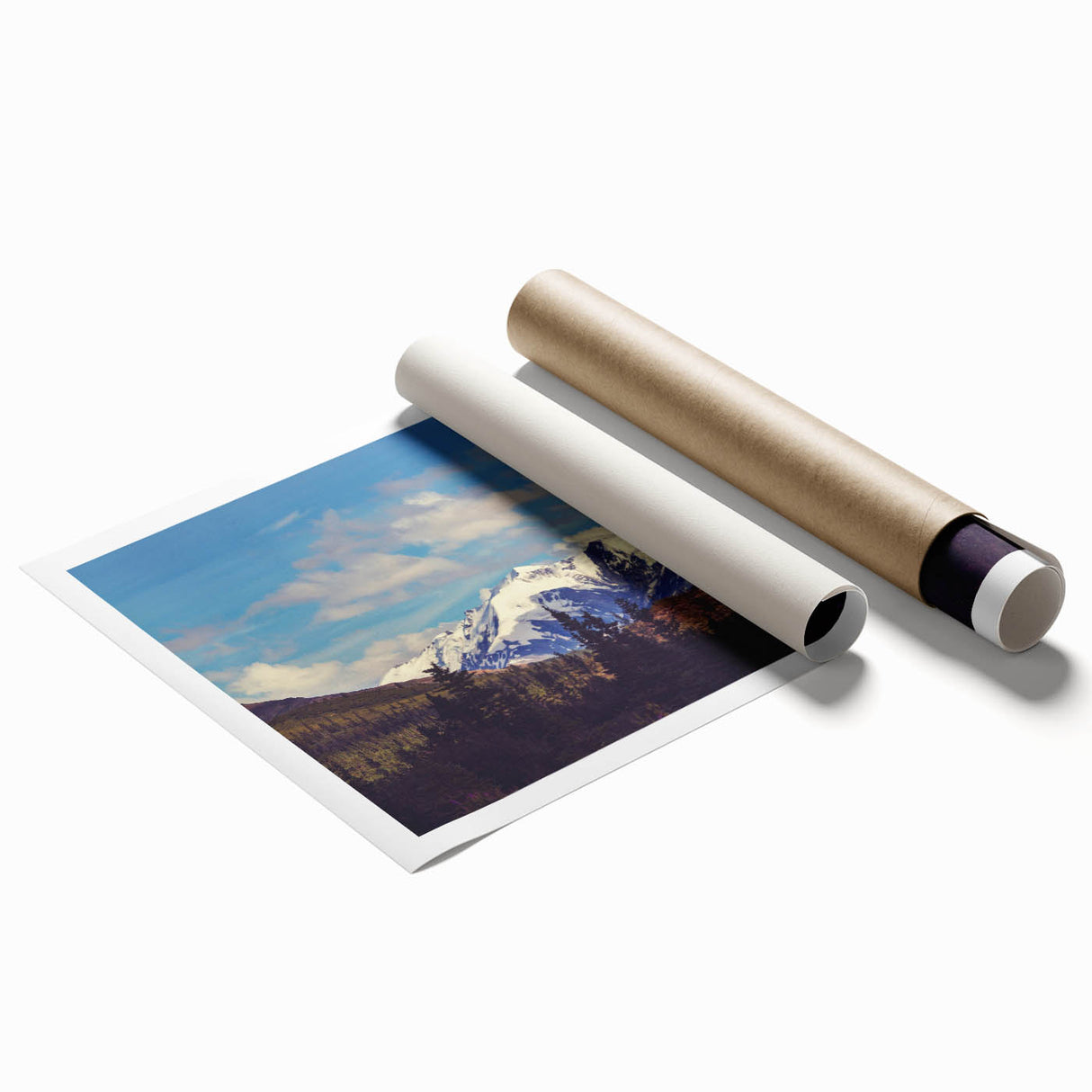 Extra large rolled print of Denali National Park with muted earth tones, ideal for large living room wall art.
