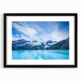 Abstract art print of a colorful Alaskan landscape in textured style on extra large framed canvas.