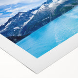 Art deco poster of an Alaskan landscape in muted earth tones on rolled canvas, suitable for dining room decor.