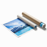 Extra large rolled print of Alaskan scenery with vibrant floral foreground and mountainous background.