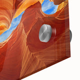 Large abstract depiction of Antelope Canyon in Arizona on acrylic glass, featuring earthy red and orange tones.