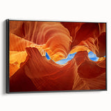 Black and white framed canvas of Arizona's Antelope Canyon, ideal for bedroom wall art.
