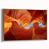 Landscape art painting of Arizona's Antelope Canyon on framed canvas, featuring a palette of earth tones.
