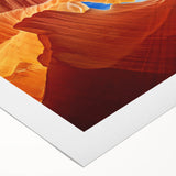 Art deco poster of Antelope Canyon in Arizona, featuring warm earth tones on a rolled canvas, suitable for dining room decor.