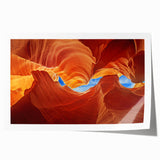 Antelope Canyon photo on rolled canvas, showcasing red and orange rock formations, suitable as art wall dining room decor.