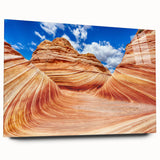 Acrylic print of Coyote Buttes in Arizona, showcasing layered rock formations in earth tones.