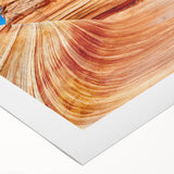 Art deco poster of Coyote Buttes in Arizona, featuring muted earth tones on rolled canvas, suitable for dining room wall art.