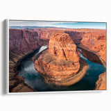 Vintage poster art of Glen Canyon on framed canvas, featuring colorful art in muted earth tones, ideal for living room decor.