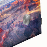 Large abstract depiction of the Grand Canyon in muted earth tones on acrylic glass, ideal for dining room art.