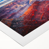 Art deco poster of the Grand Canyon in earthy tones on rolled canvas, suitable for dining room decor.