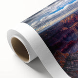 Art Deco poster of the Grand Canyon in muted earth tones on rolled canvas.