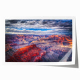 Grand Canyon landscape on rolled print with earthy tones, ideal for art wall dining room.