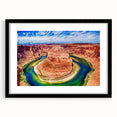 Extra large framed print of colorful, abstract Horseshoe Bend scenery, ideal for living room decor.