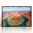 Large abstract wall art of Horseshoe Bend, Arizona, in muted earth tones on a framed acrylic.