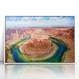 Acrylic print of Horseshoe Bend, Arizona in muted earth tones, ideal for modern art wall decor.