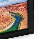 Extra large framed canvas depicting Horseshoe Bend in Arizona, featuring a black textured art style with colorful elements.