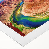 Art deco poster of Horseshoe Bend in Arizona, featuring muted earth tones on rolled canvas.