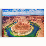 Black and white photograph of Horseshoe Bend, Arizona on large stretched canvas, suitable for kitchen wall art.