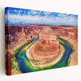 Large canvas print of Horseshoe Bend in Arizona, featuring earthy tones, ideal for kitchen wall art.