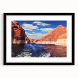 Extra large framed abstract print of Lake Powell with vibrant, textured colors, ideal for living room decor.