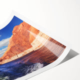 Extra large wall art of Lake Powell, Arizona, featuring serene blue waters and rocky landscapes on a rolled print.