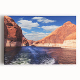 Black and white photograph of Lake Powell on stretched canvas, ideal for kitchen wall art.