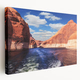 Large art of Lake Powell, Arizona, in muted earth tones on stretched canvas, ideal for kitchen wall decor.