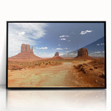 Large abstract wall art of Monument Valley in muted earth tones on a framed acrylic, suitable for modern living room decor.