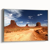 Framed canvas of Monument Valley landscape art painting in muted earth tones, ideal for office decor.