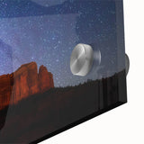 Large abstract depiction of Sedona landscape in muted earth tones on acrylic glass, ideal for dining room art.