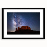 Abstract art print of Sedona landscape in vibrant colors on a large framed canvas, suitable for living room decor.