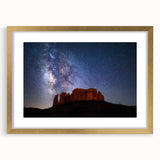 Extra large wall art featuring a textured abstract print of Sedona, Arizona, in earthy red and orange tones, framed in gold.