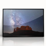 Large abstract wall art of Sedona landscape in muted earth tones on framed acrylic, suitable for modern art wall decor.