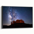 Black and white framed canvas of Sedona landscape, ideal for bedroom decor.