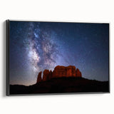 Black and white framed canvas of Sedona landscape, ideal for bedroom decor.