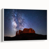Vintage poster art of Sedona, Arizona in vibrant colors on a large framed canvas, suitable for living room decor.