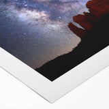 Art deco poster of Sedona landscape in muted earth tones on rolled canvas, suitable for dining room decor.