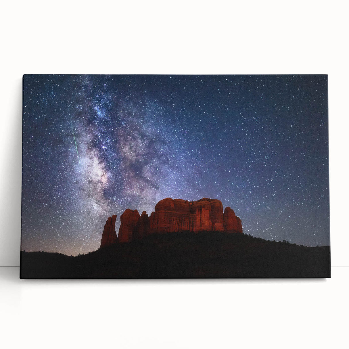 Black and white stretched canvas of Sedona landscape, ideal for kitchen wall art.