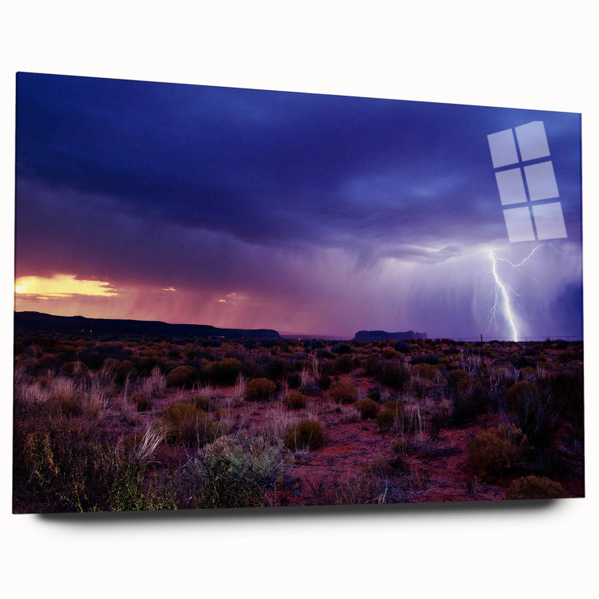 Large abstract depiction of the Sonoran desert in muted earth tones on acrylic glass, ideal for bedroom or dining room art.