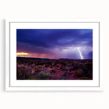 Abstract art print of the Sonoran desert in Arizona, featuring muted earth tones on a framed white mat.